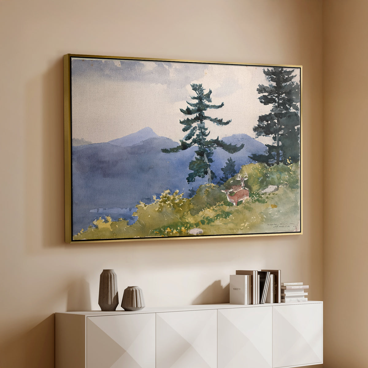 North Woods Club, Adirondacks, 1892 - Floater Framed Canvas Print