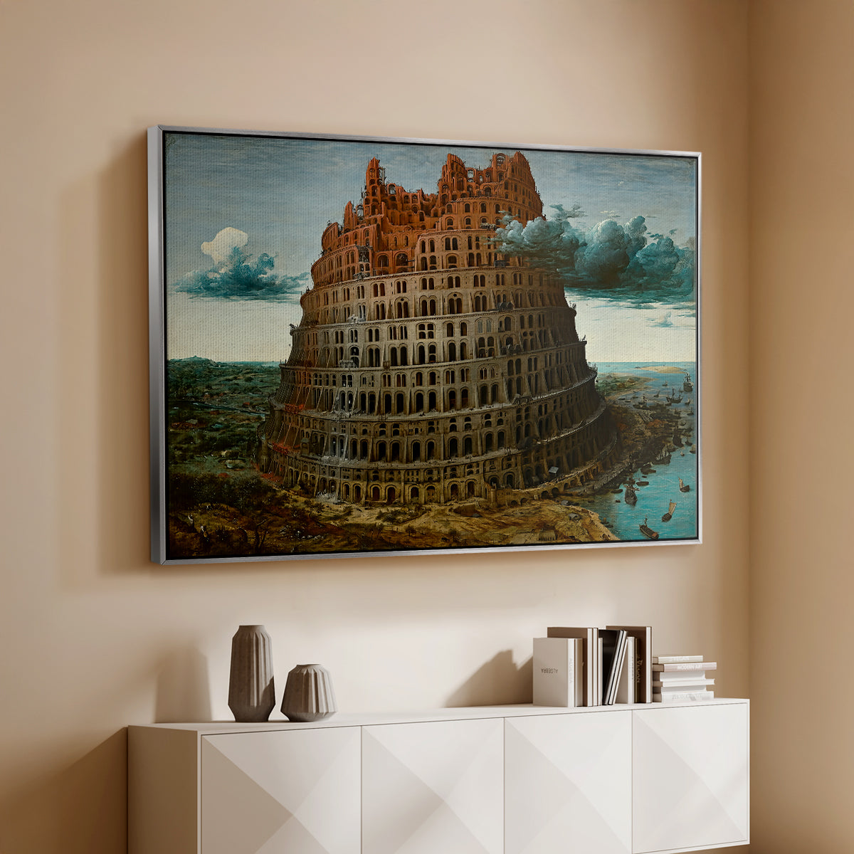 The Tower of Babel, c. 1568 - Floater Framed Canvas Print