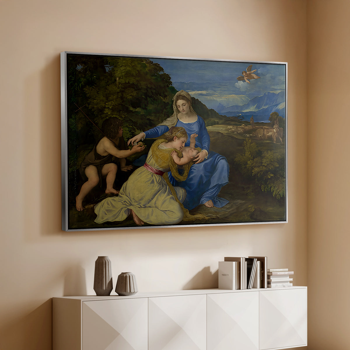 The Aldobrandini Madonna, 1532 - Floater Framed Canvas Print