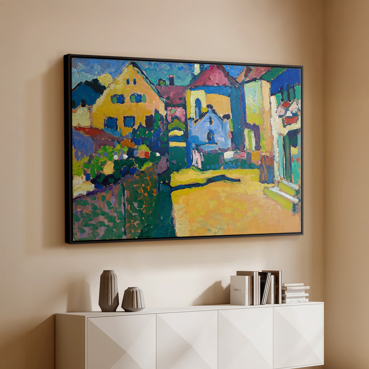 Green Lane in Murnau, 1909 - Floater Framed Canvas Print