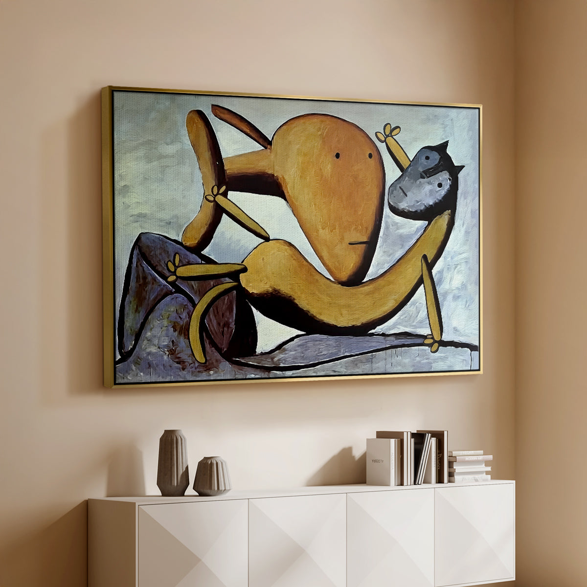 Cat and Big Fish, c. 1931 - Floater Framed Canvas Print