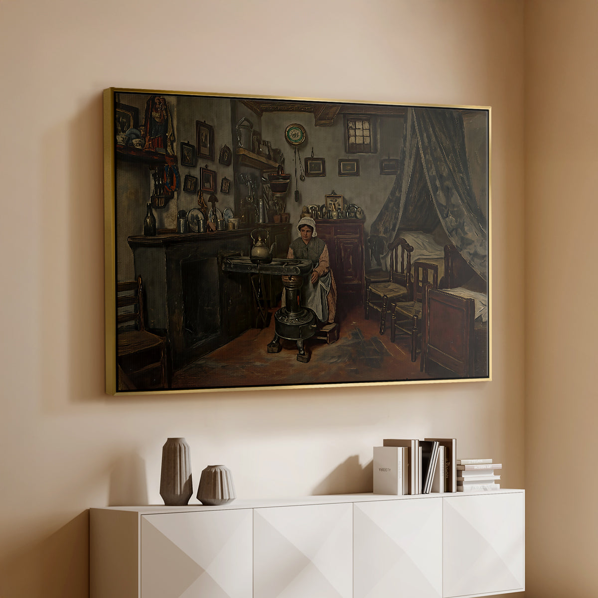 Interior, c. 1865-1870 - Floater Framed Canvas Print
