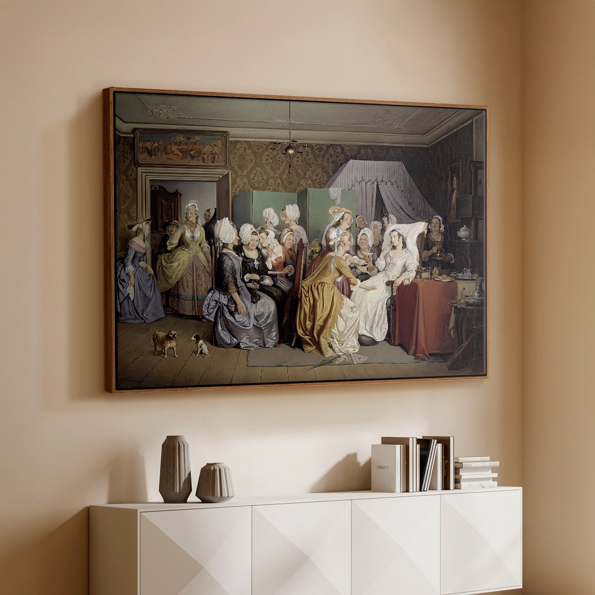 The Maternity Room (Scene from "Barselstuen"), 1845 - Floater Framed Canvas Print