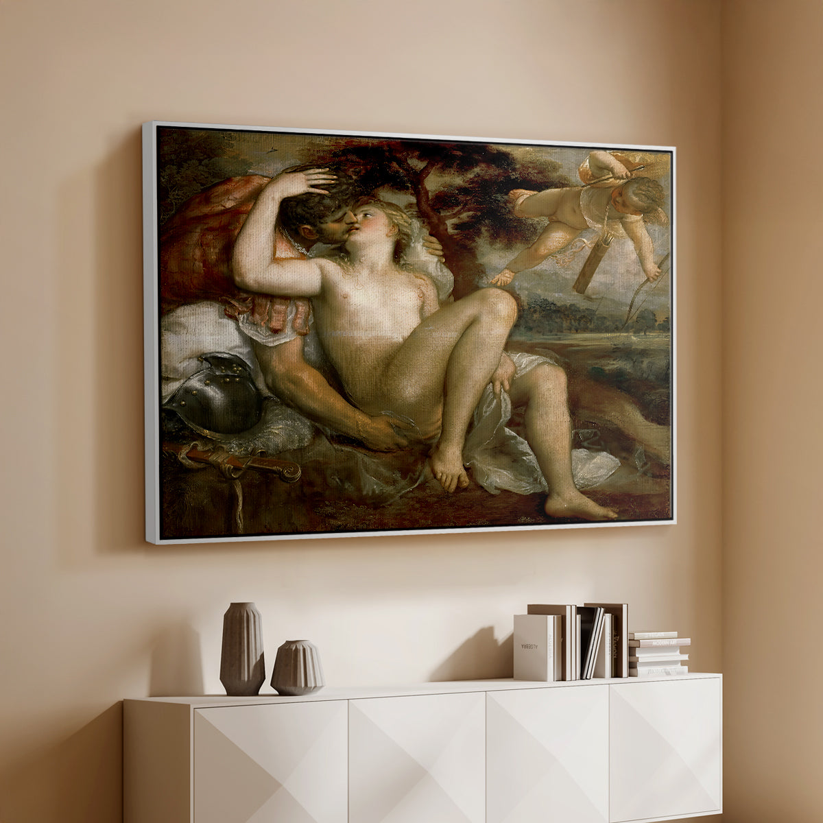 Mars, Venus and Cupid, c. 1530 - Floater Framed Canvas Print