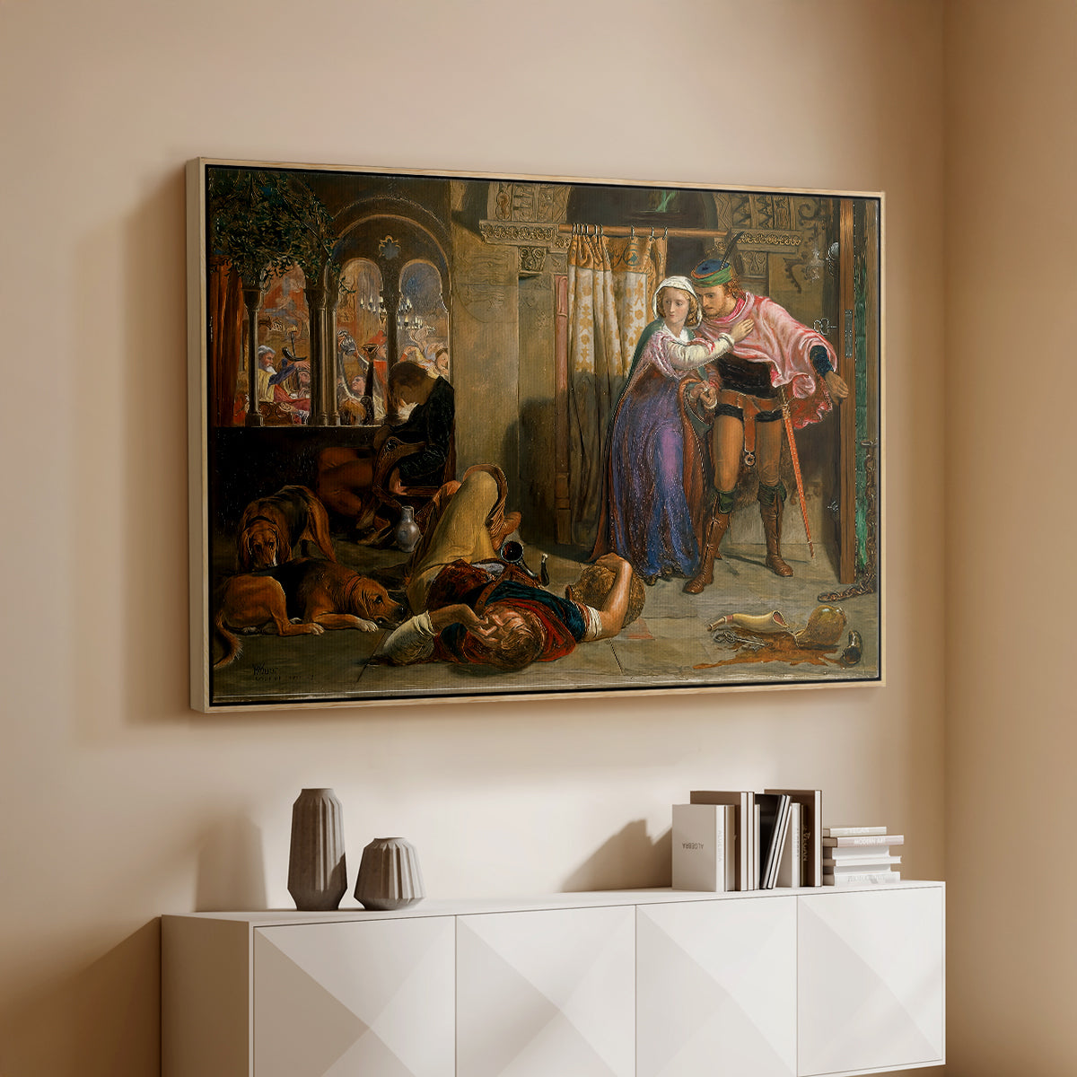 The Flight of Madeline and Porphyro, 1848 - Floater Framed Canvas Print