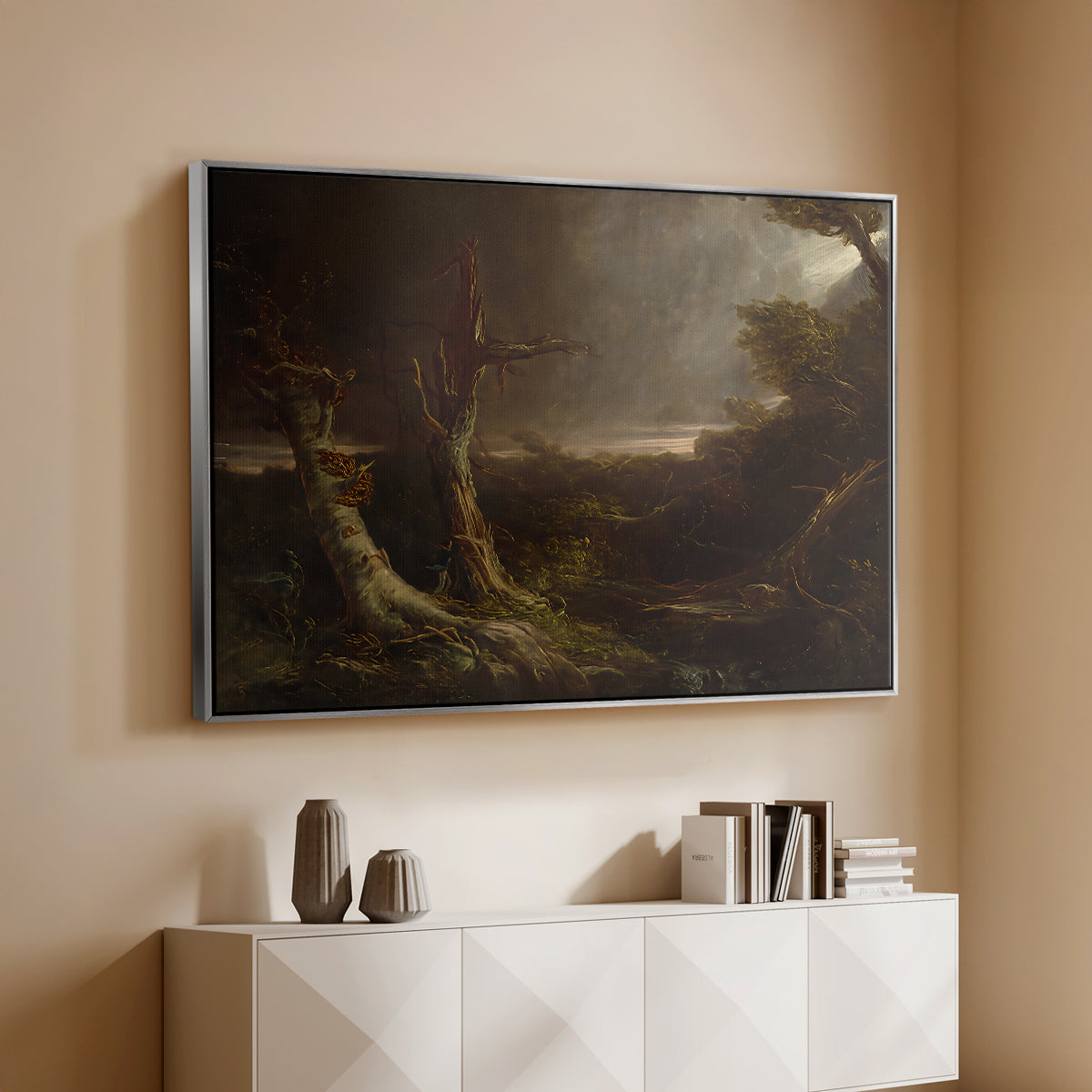 Tornado in an American Forest, 1835 - Floater Framed Canvas Print