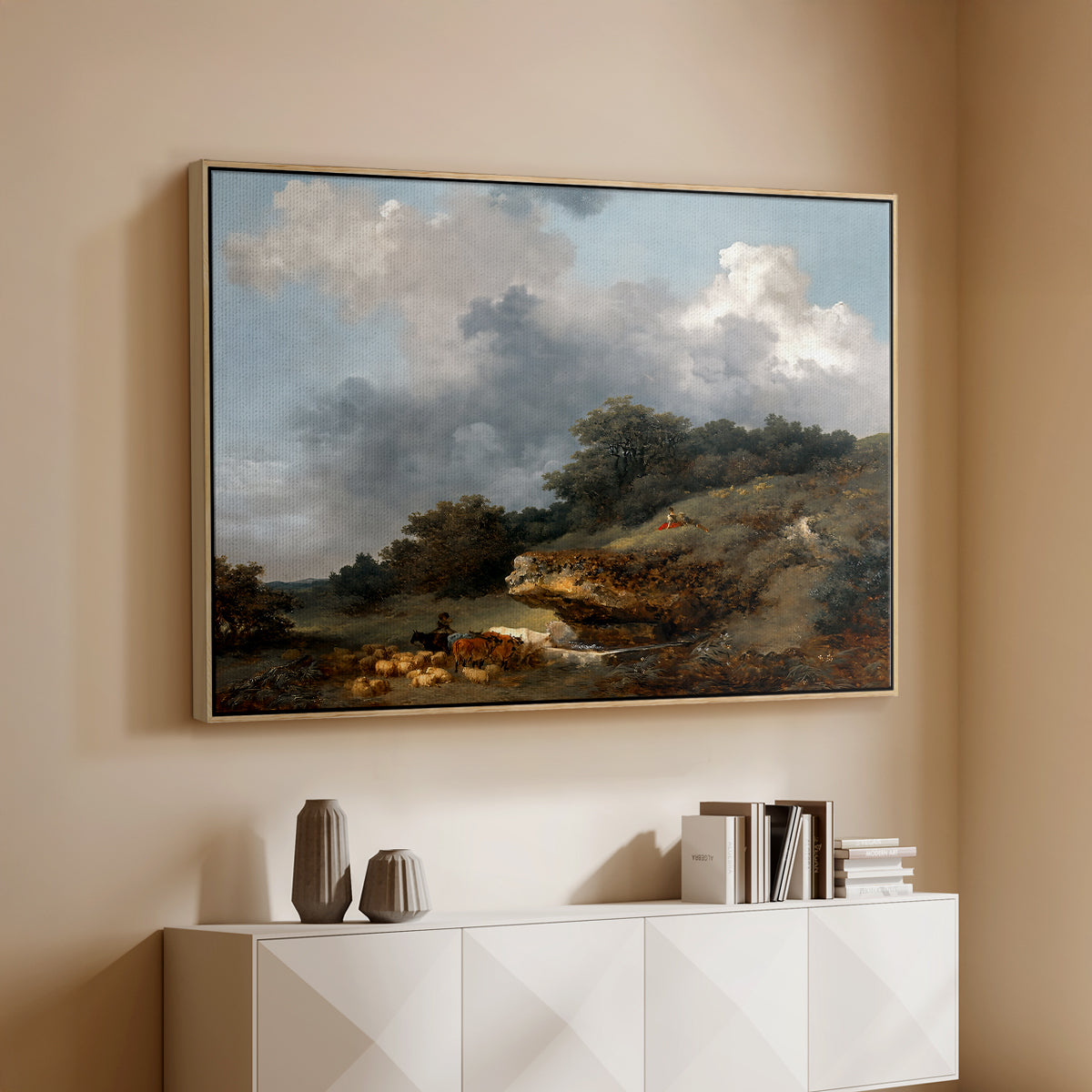 The Watering Place, c. 1765 - Floater Framed Canvas Print