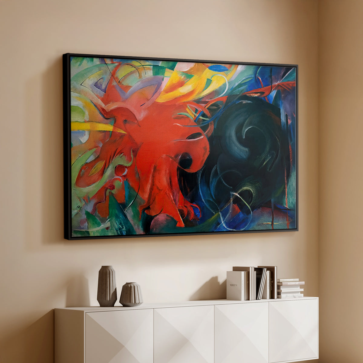 Fighting Forms, 1914 - Floater Framed Canvas Print