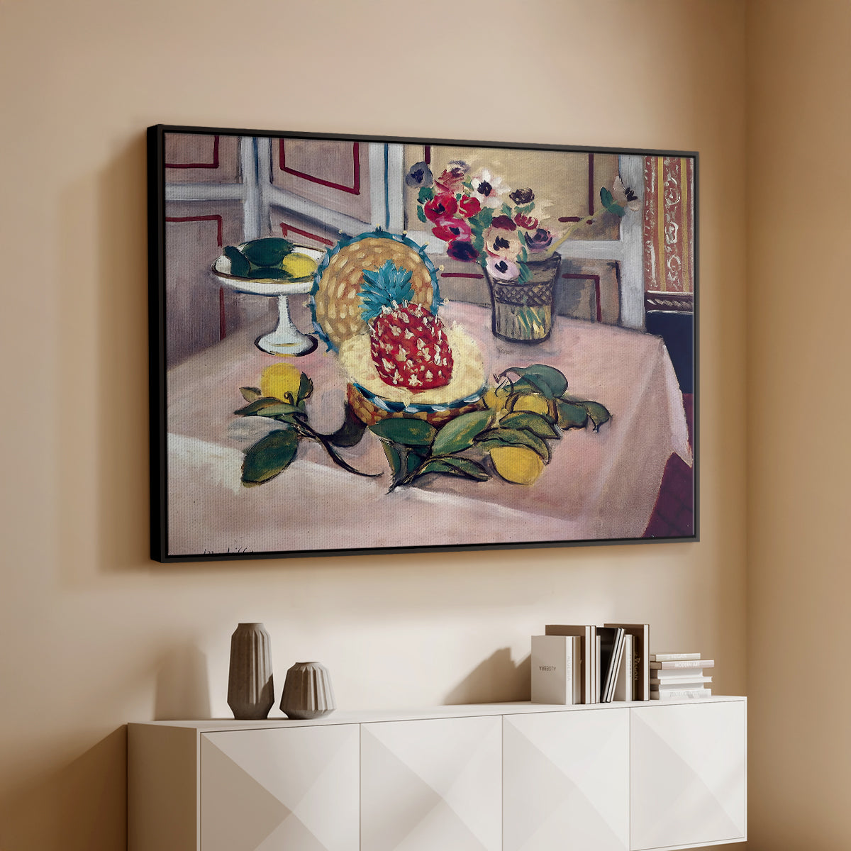 Still Life with Pineapple and Lemons, 1925 - Floater Framed Canvas Print