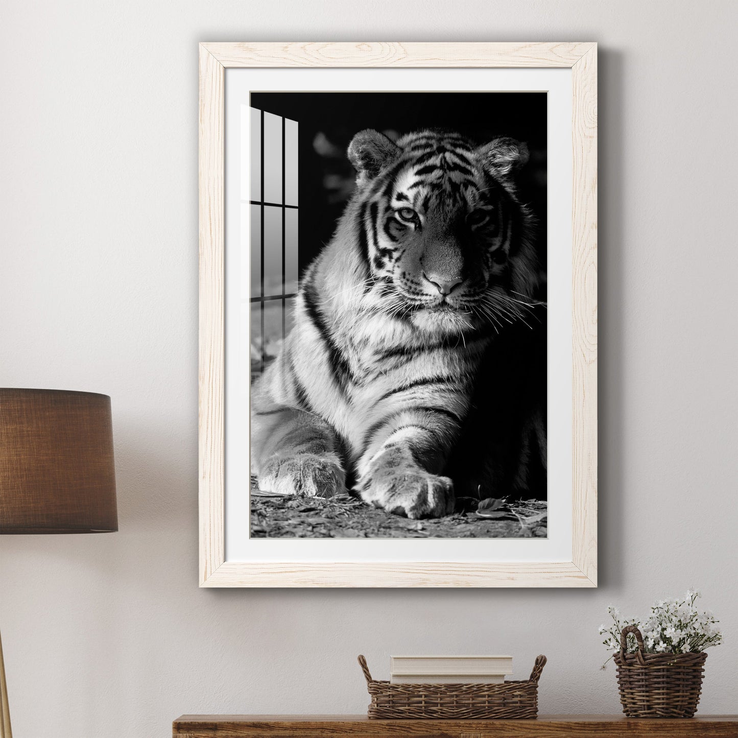 Tiger Repose - Premium Framed Print - Distressed Barnwood Frame - Ready to Hang