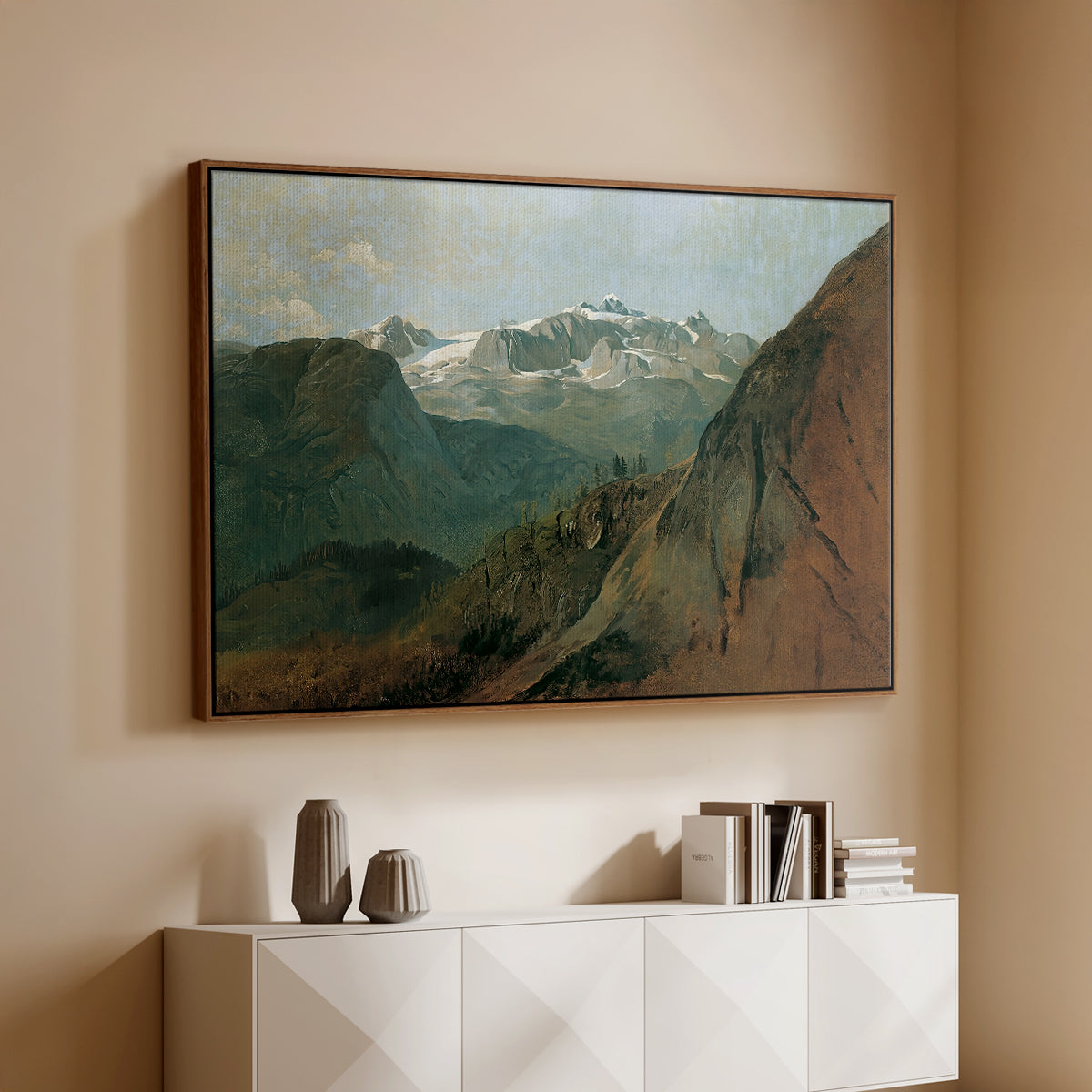 The Dachstein from the Plassen near Hallstatt, 1827 - Floater Framed Canvas Print
