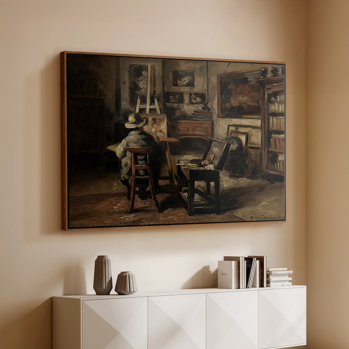 The Studio of Ferdinand De Braekeleer I, Father of the Painter, c. 1873-1885 - Floater Framed Canvas Print