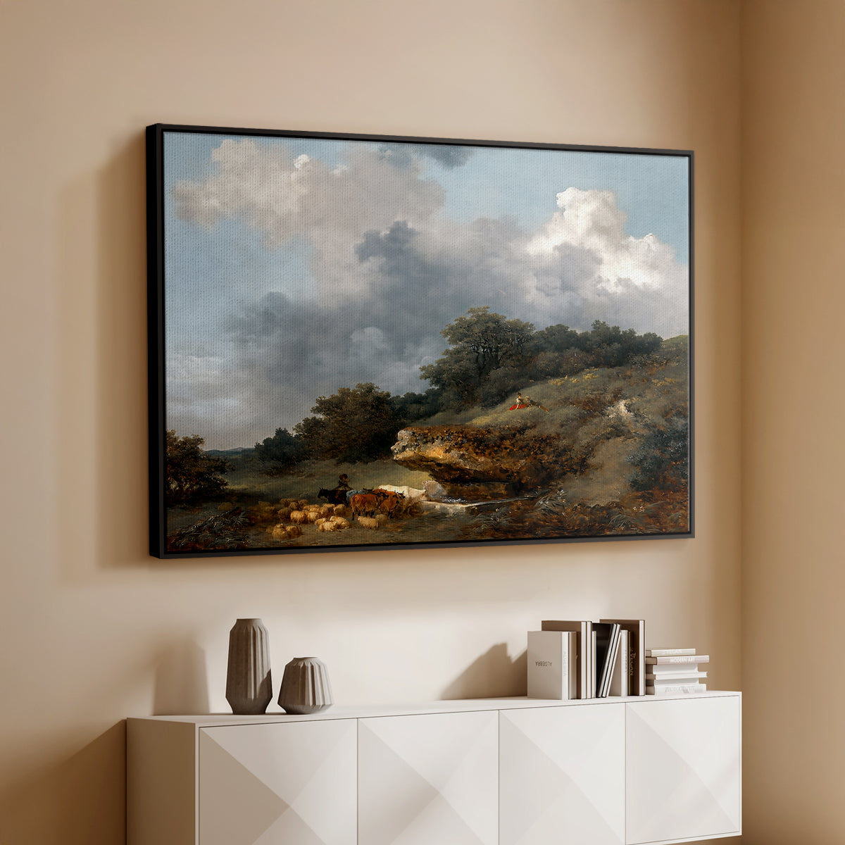 The Watering Place, c. 1765 - Floater Framed Canvas Print