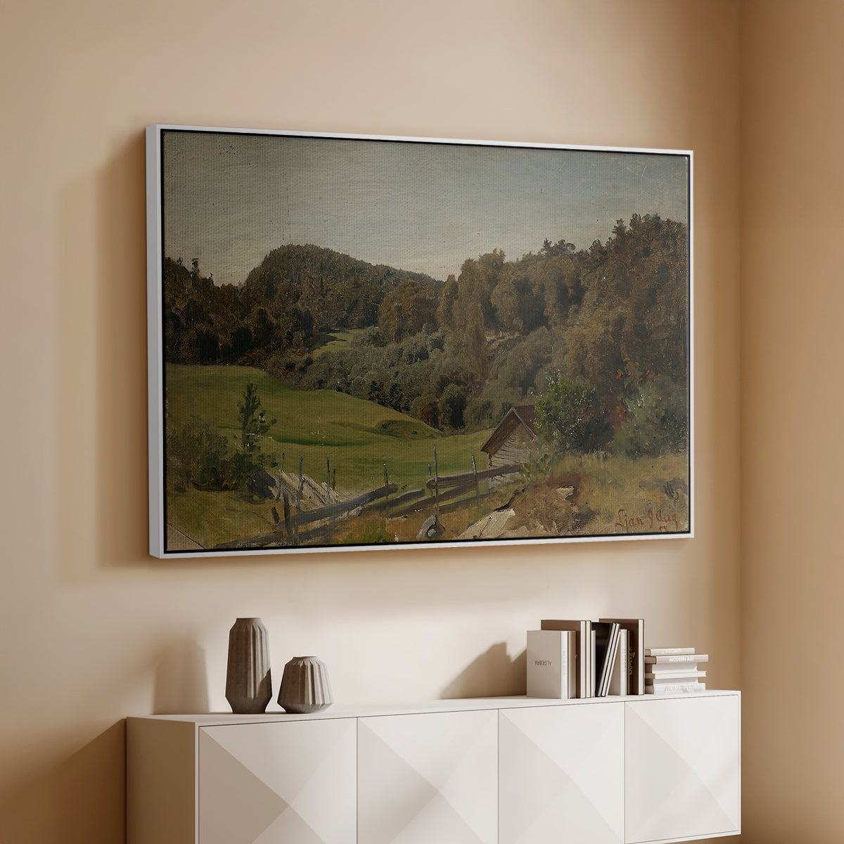 Landscape at Ljan, 1858 - Floater Framed Canvas Print
