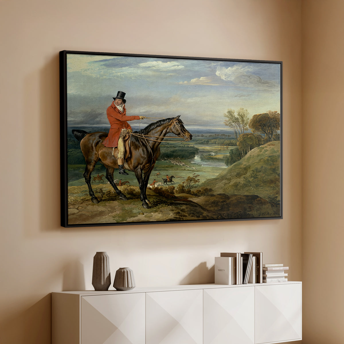 John Levett Hunting at Wychnor, Staffordshire, 1818 - Floater Framed Canvas Print