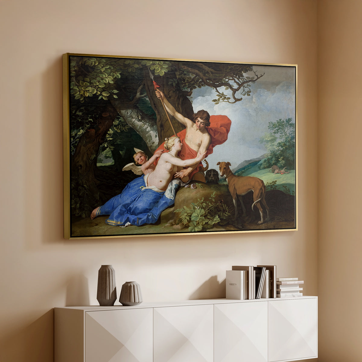 Venus and Adonis, 1632 - Floater Framed Canvas Print