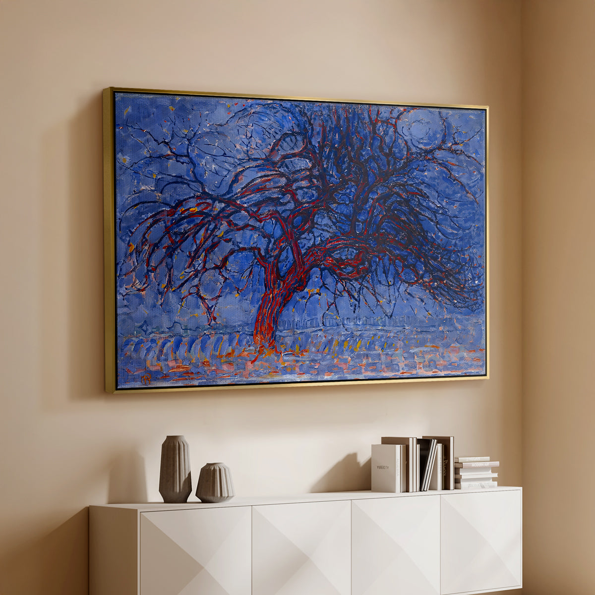 The Red Tree, 1909 - Floater Framed Canvas Print