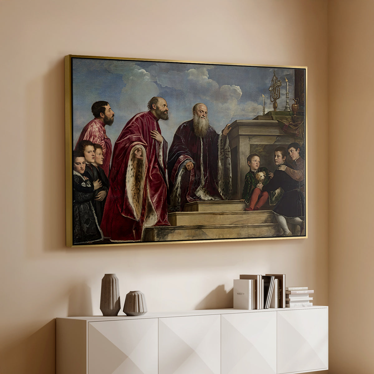 The Vendramin Family Venerating a Relic of the True Cross, c. 1540-1545 - Floater Framed Canvas Print