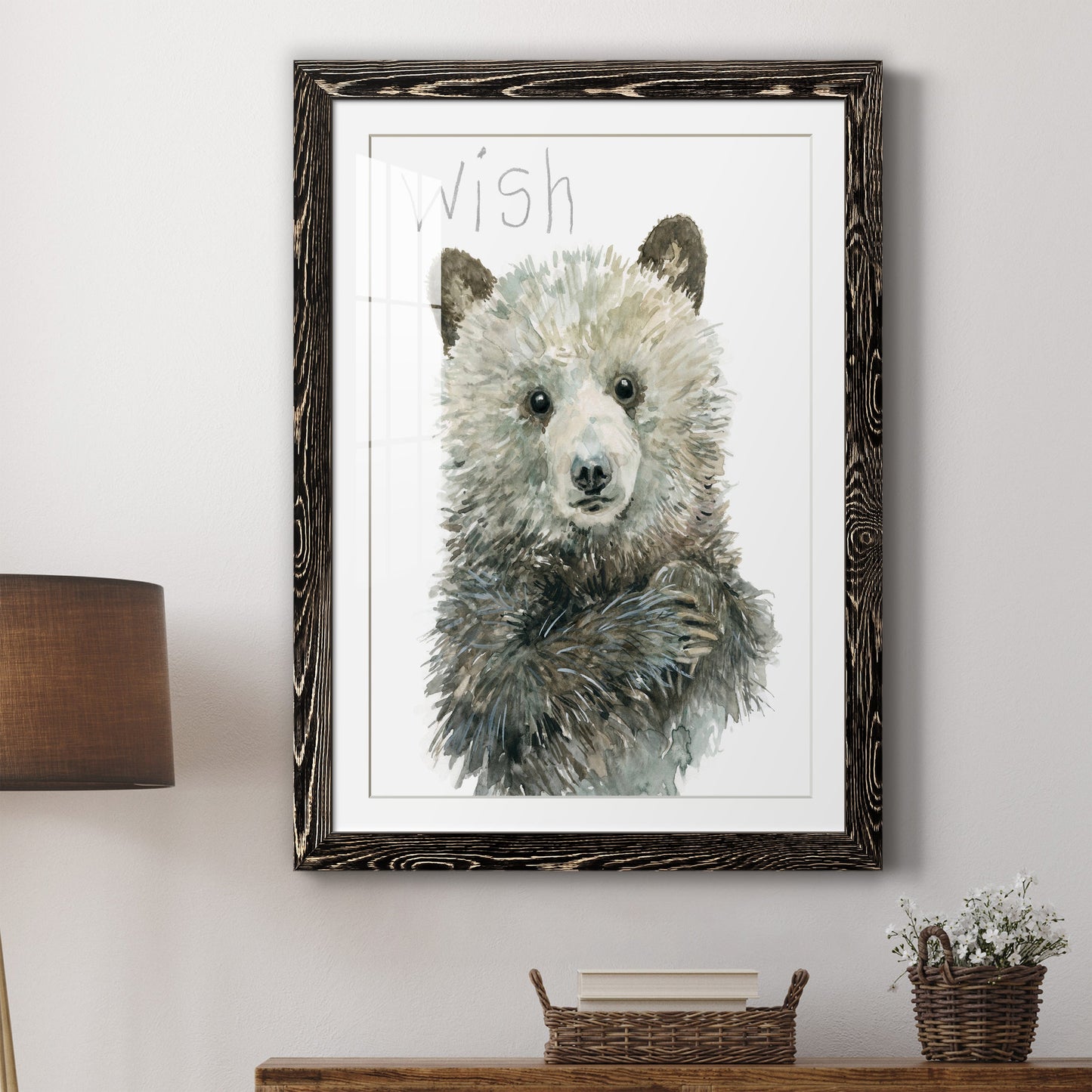 Forest Fur Baby Bear - Premium Framed Print - Distressed Barnwood Frame - Ready to Hang