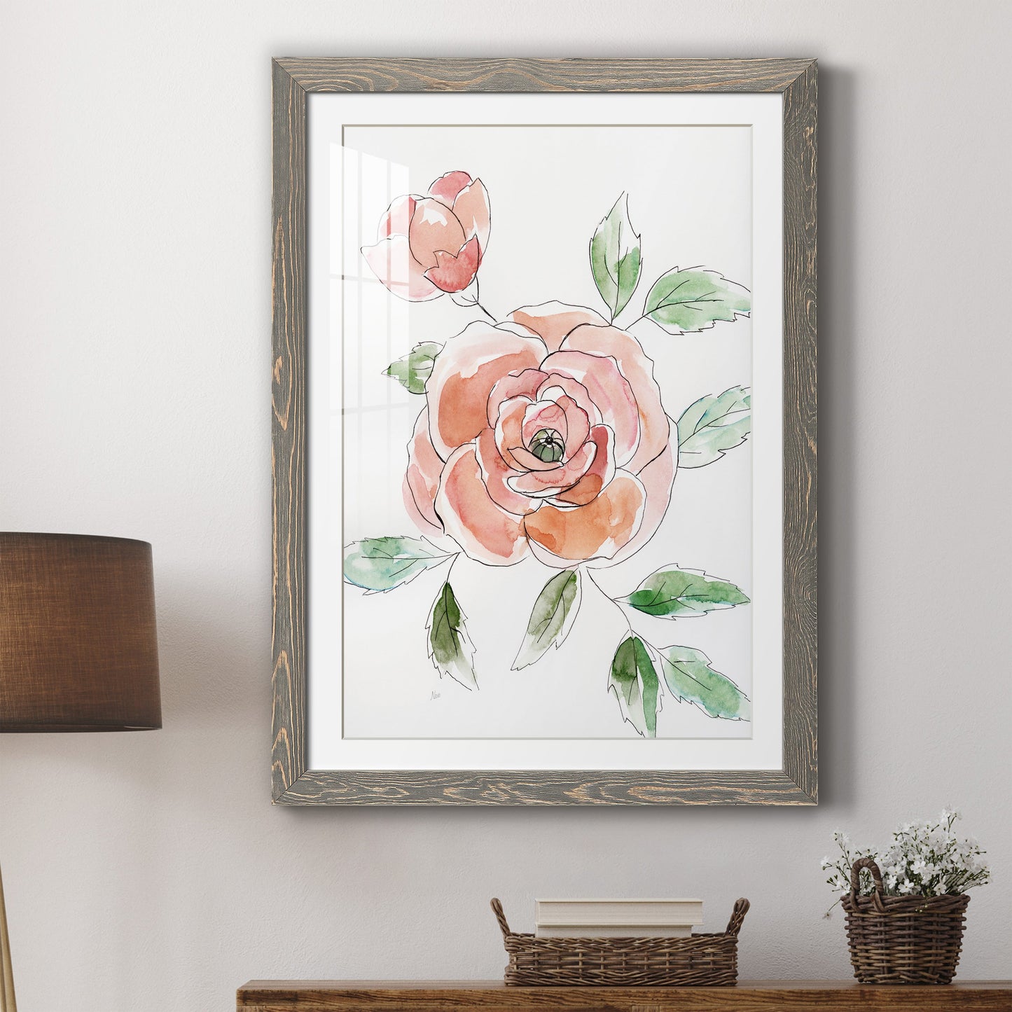 Rose Contour - Barnwood Framed Art Print