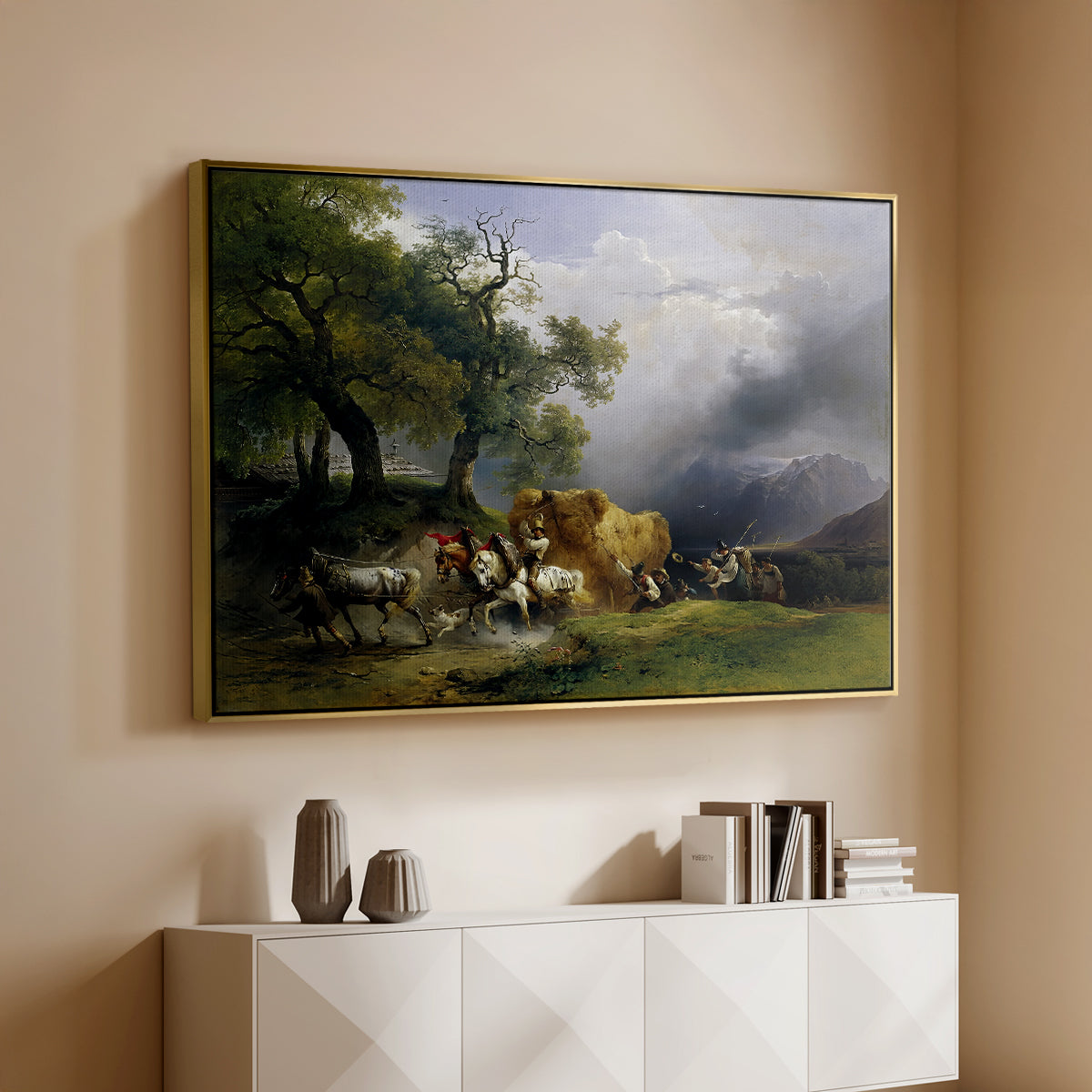 The Harvest Wagon (Der Heuwagen), c. 1850 - Floater Framed Canvas Print