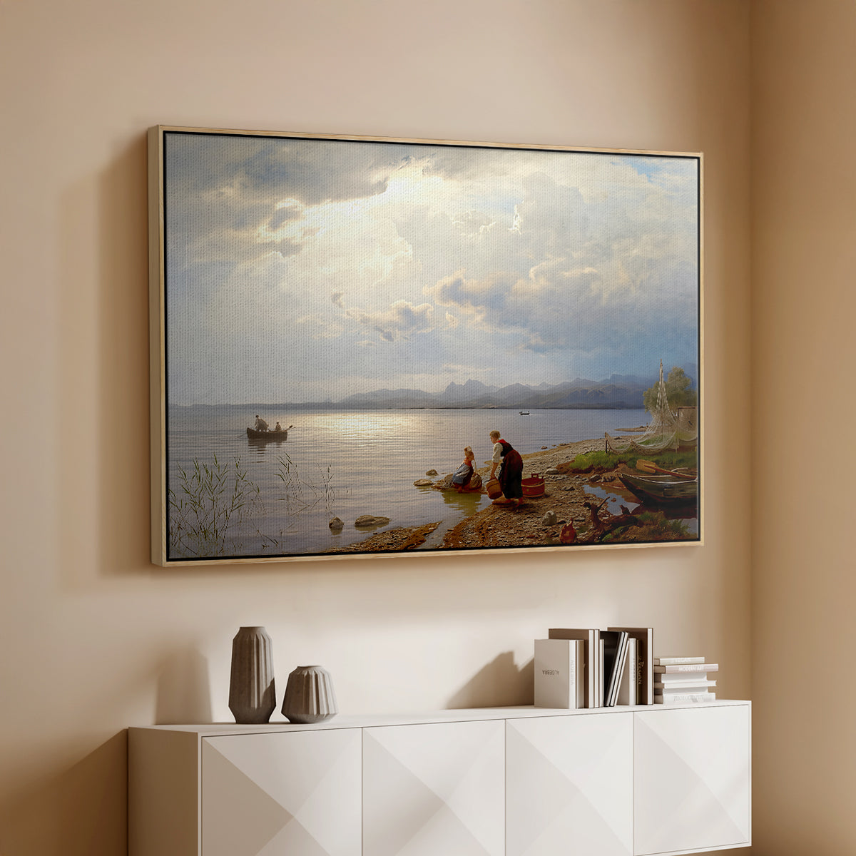 On the Banks of the Chiemsee, 1871 - Floater Framed Canvas Print