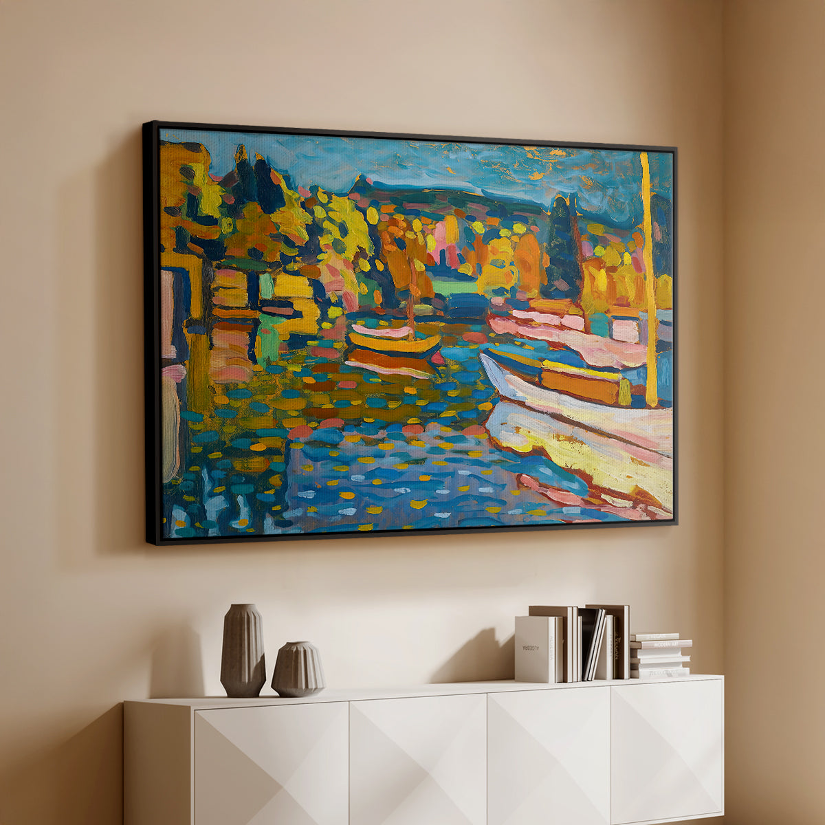 Study for Autumn Landscape with Boats, 1908 - Floater Framed Canvas Print