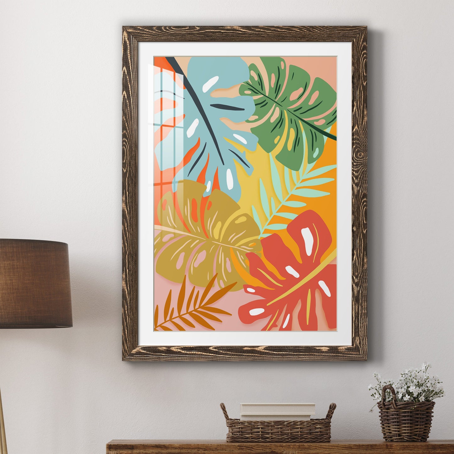 Tropical Foliage I - Premium Framed Print - Distressed Barnwood Frame - Ready to Hang