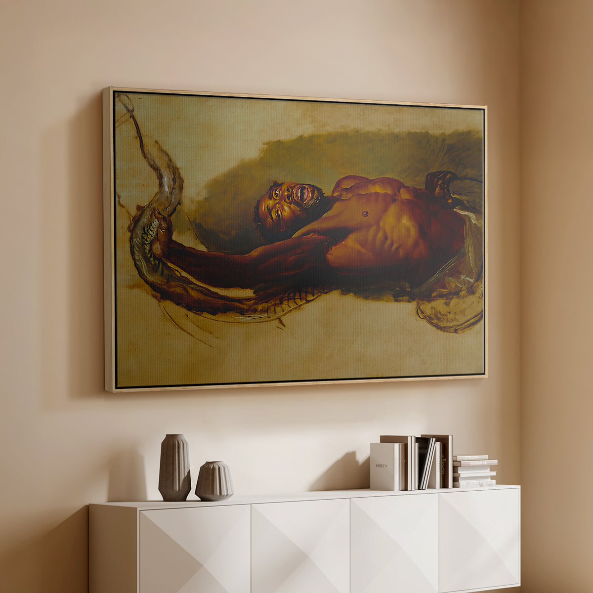 Man Struggling with a Boa Constrictor, c. 1803 - Floater Framed Canvas Print