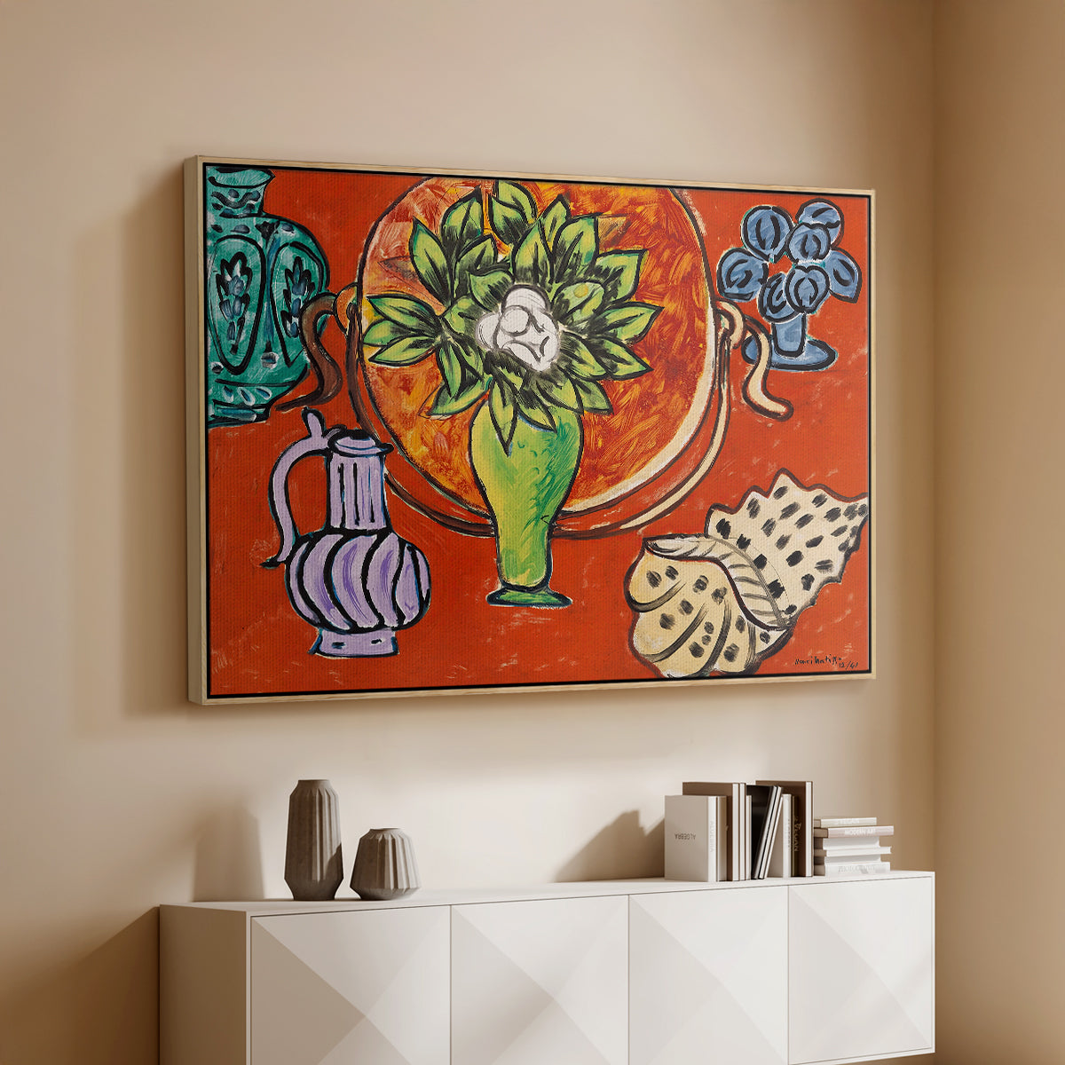 Still Life with a Magnolia (Nature morte au magnolia), 1941 - Floater Framed Canvas Print