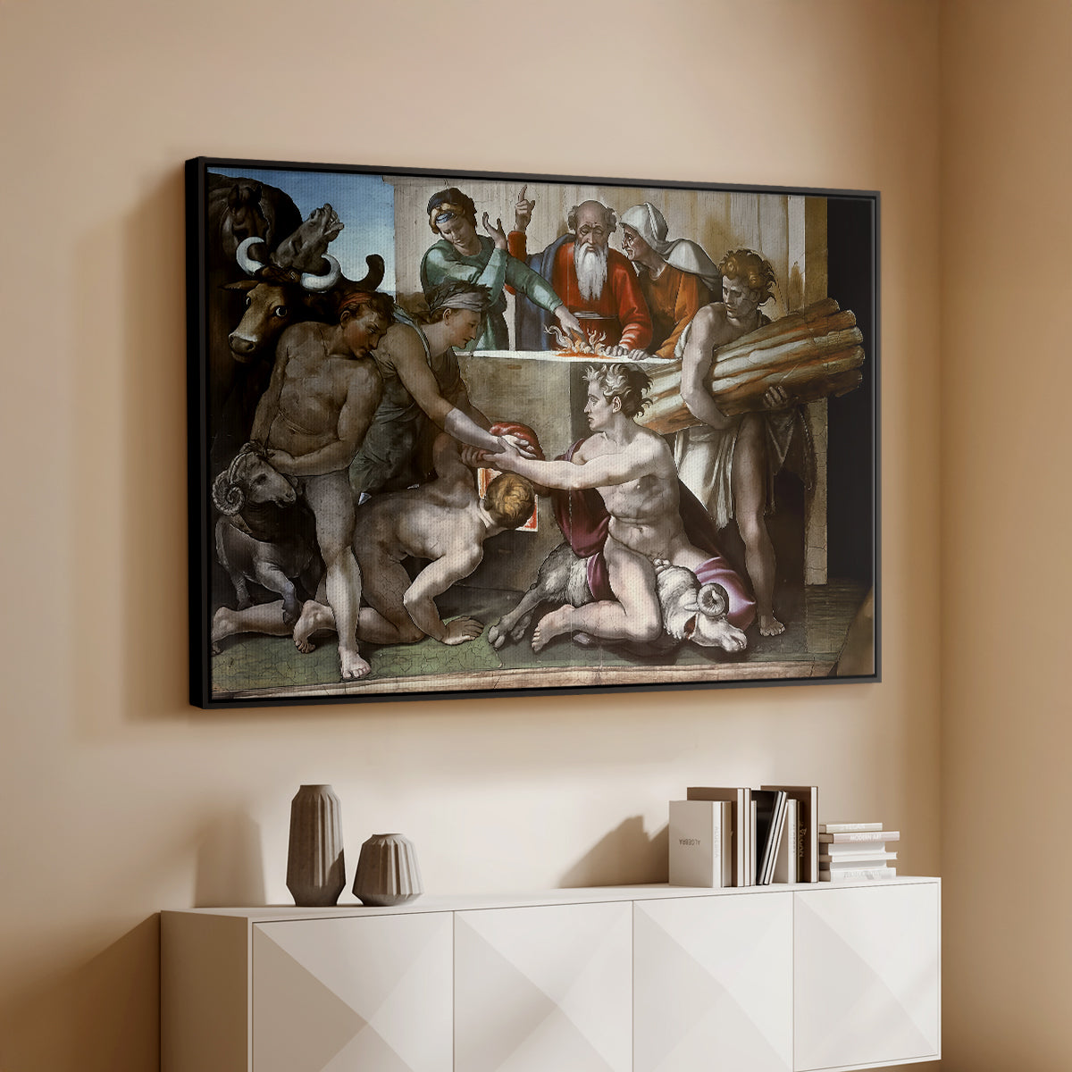 The Sacrifice of Noah (Sistine Chapel), 1509 - Floater Framed Canvas Print