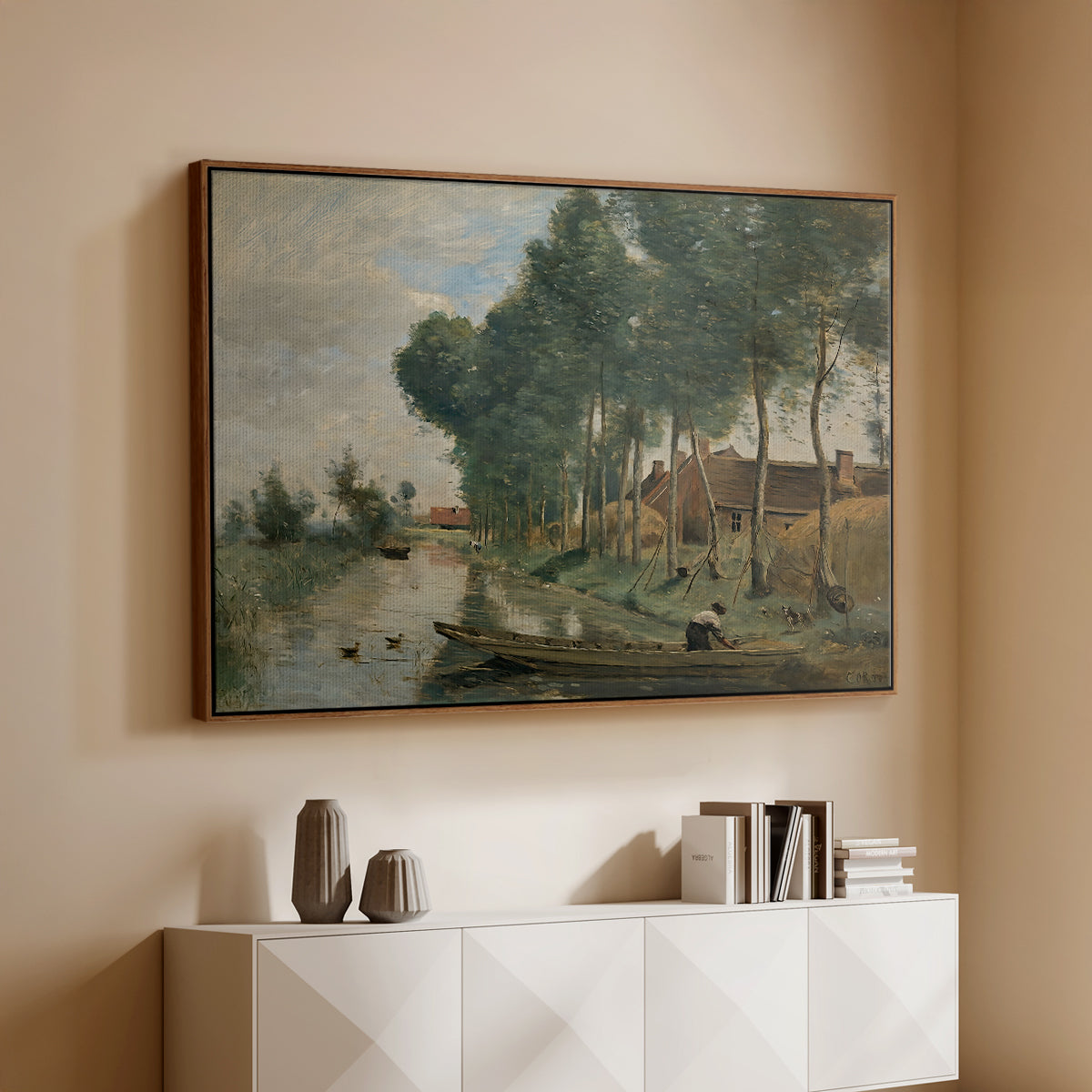 Landscape at Arleux-du-Nord, c. 1871-1874 - Floater Framed Canvas Print