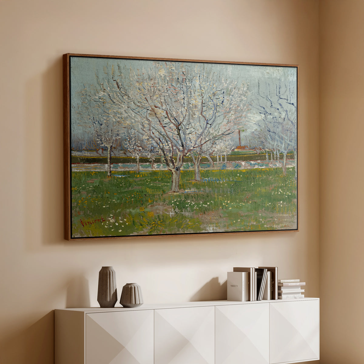 Orchard in Blossom (Plum Trees), 1888 - Floater Framed Canvas Print