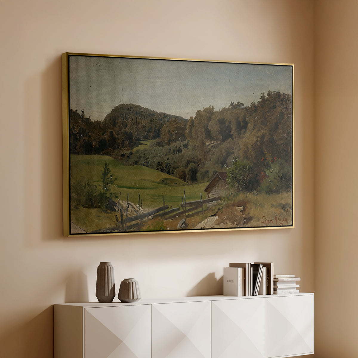 Landscape at Ljan, 1858 - Floater Framed Canvas Print