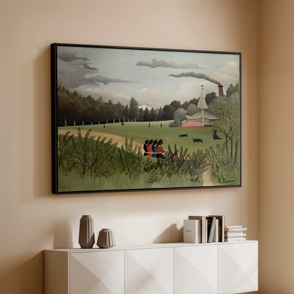 The Chair Factory at Alfortville, 1897 - Floater Framed Canvas Print