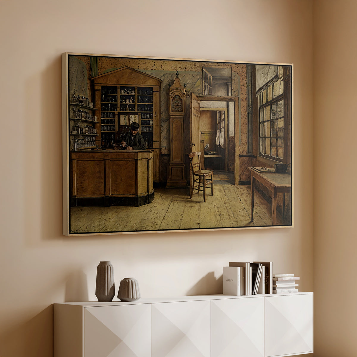The Old Inn 'Het Loodshuis' in Antwerp, 1877 - Floater Framed Canvas Print