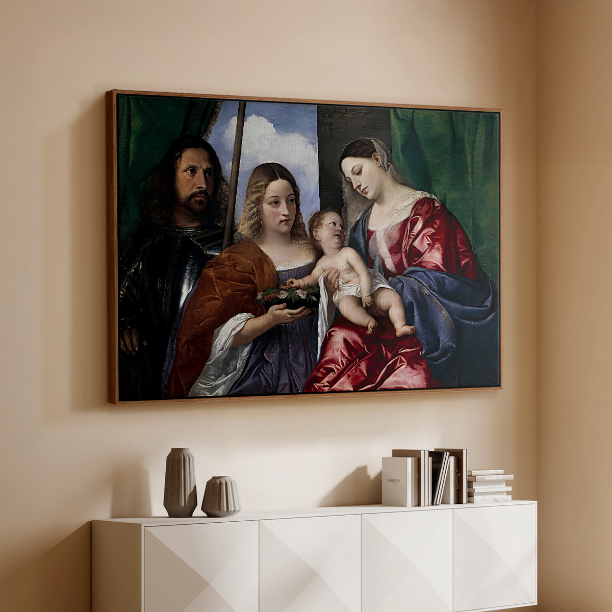 Madonna and Child with Saints Dorothy and George, c. 1516 - Floater Framed Canvas Print