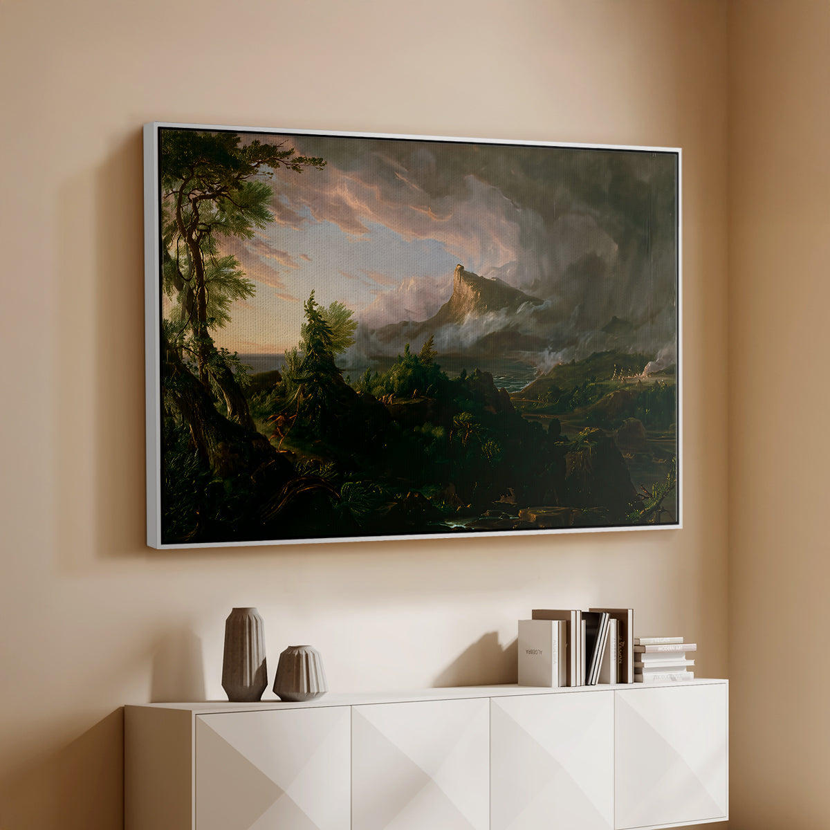 The Course of Empire: The Savage State, 1834 - Floater Framed Canvas Print