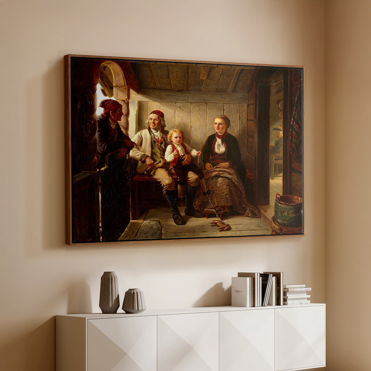 Neighbors (Naboer), 1855 - Floater Framed Canvas Print