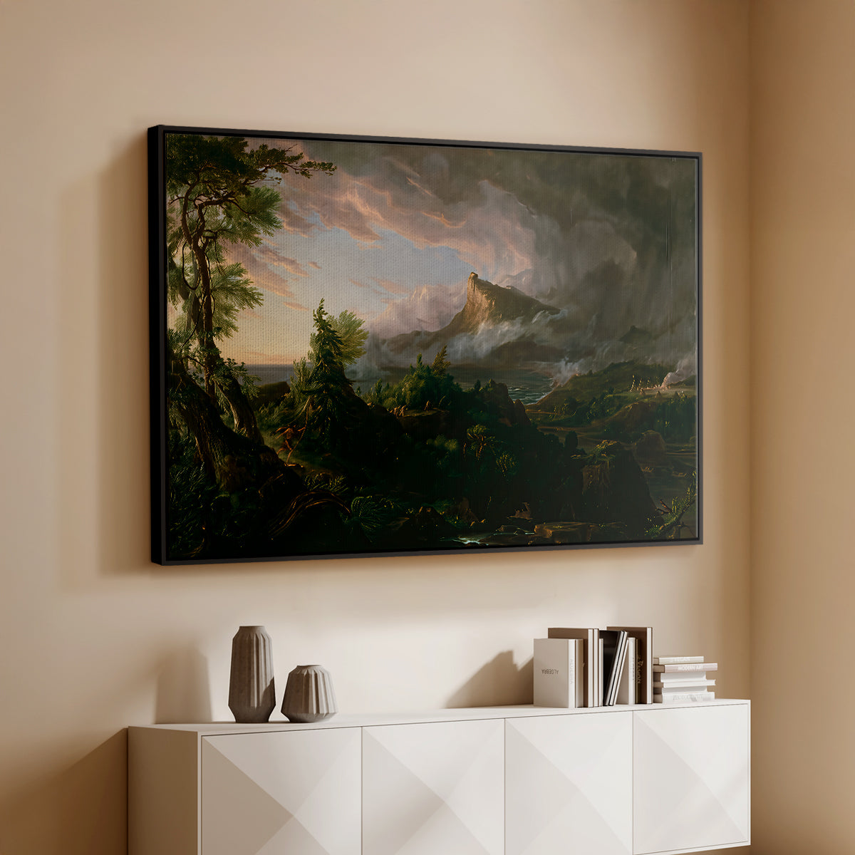 The Course of Empire: The Savage State, 1834 - Floater Framed Canvas Print