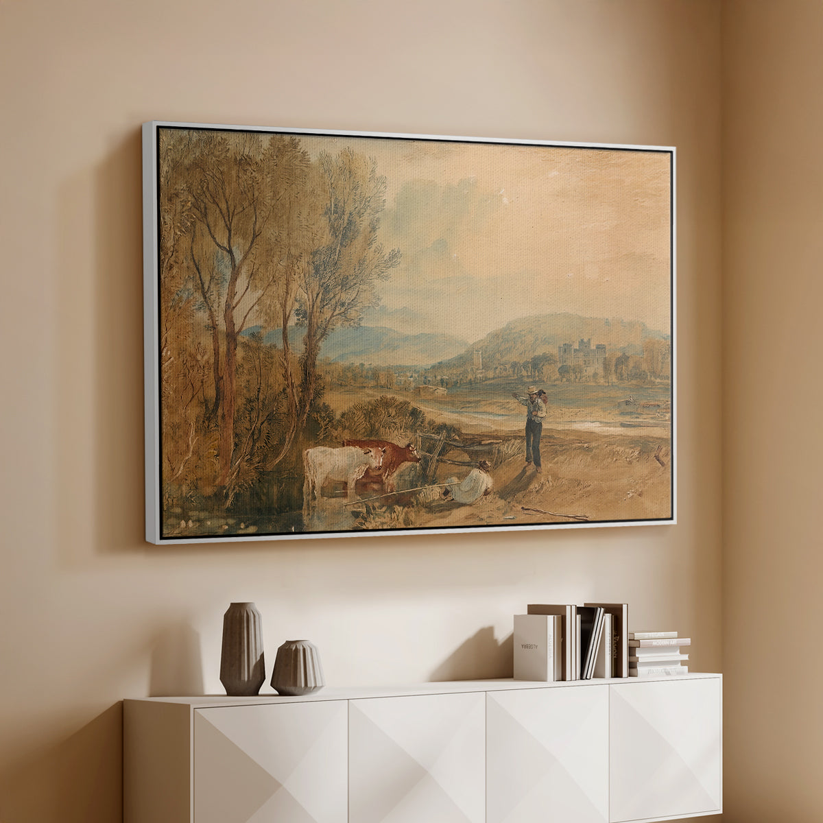 Lulworth Castle, Dorset, c. 1820 - Floater Framed Canvas Print