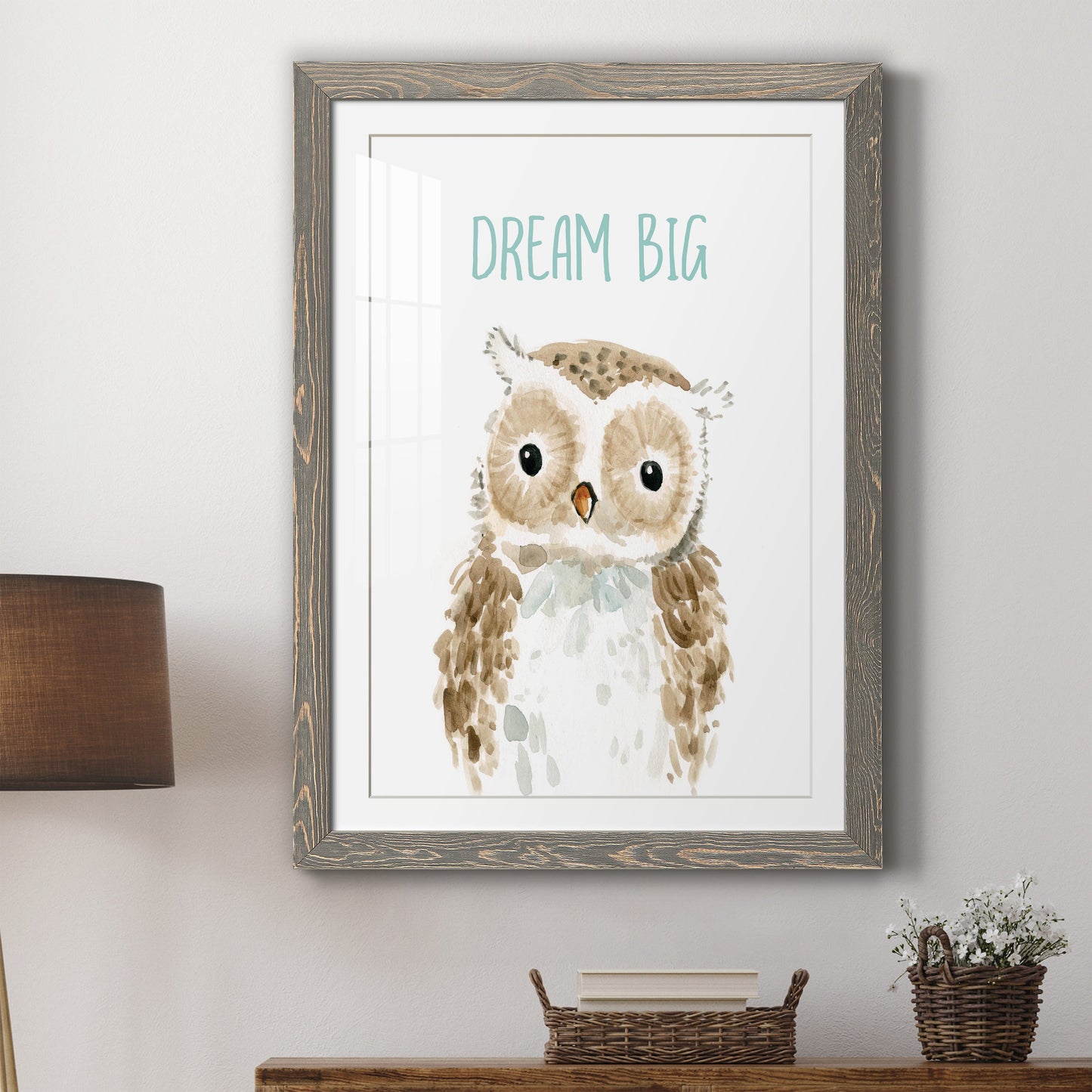 Dream Big Owl - Premium Framed Print - Distressed Barnwood Frame - Ready to Hang