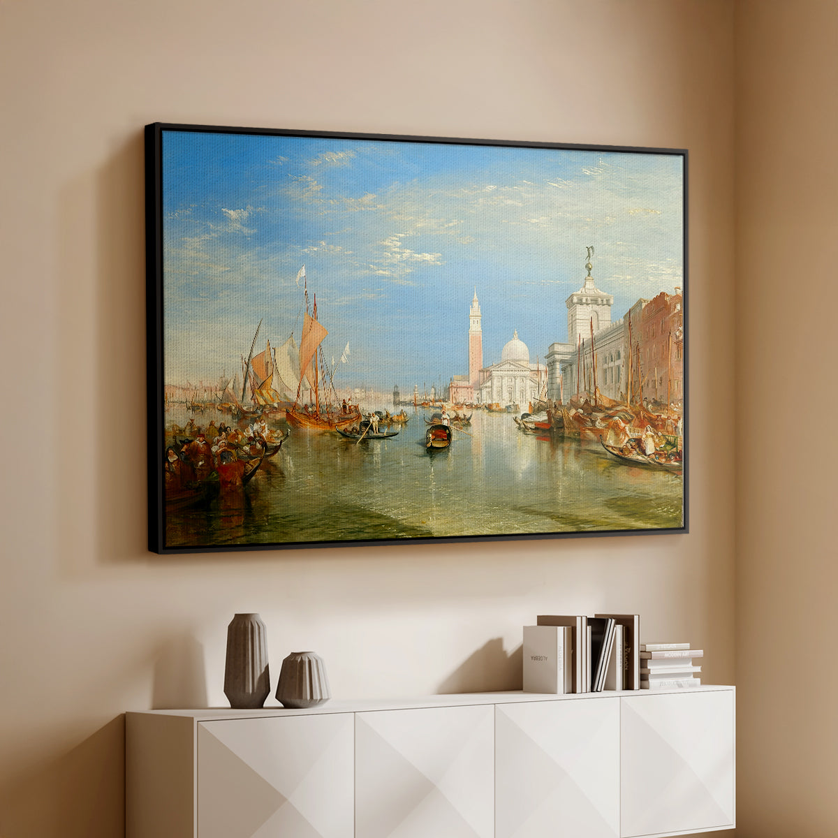 Venice: The Dogana and San Giorgio Maggiore, 1834 - Floater Framed Canvas Print
