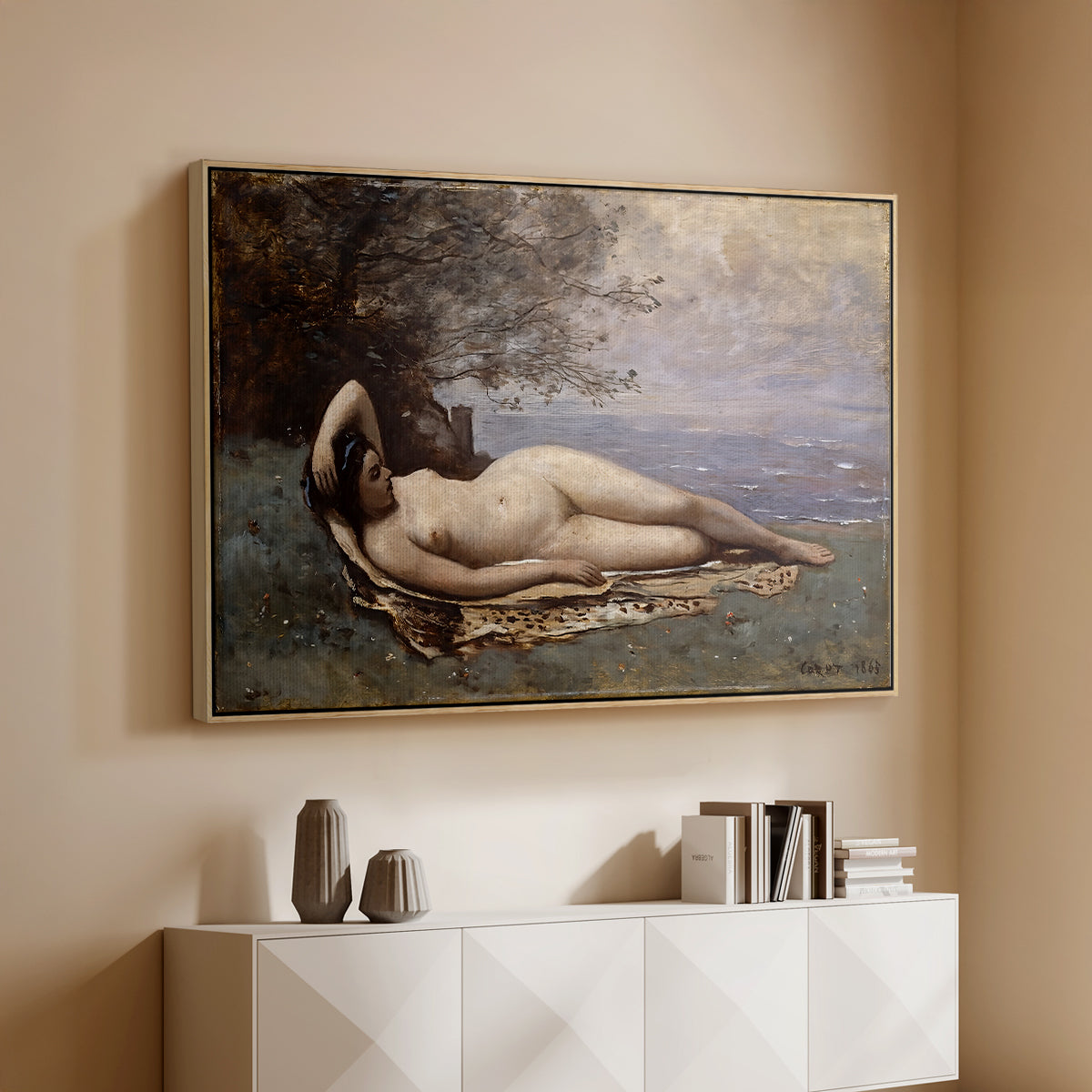 Bacchante by the Sea, 1865 - Floater Framed Canvas Print