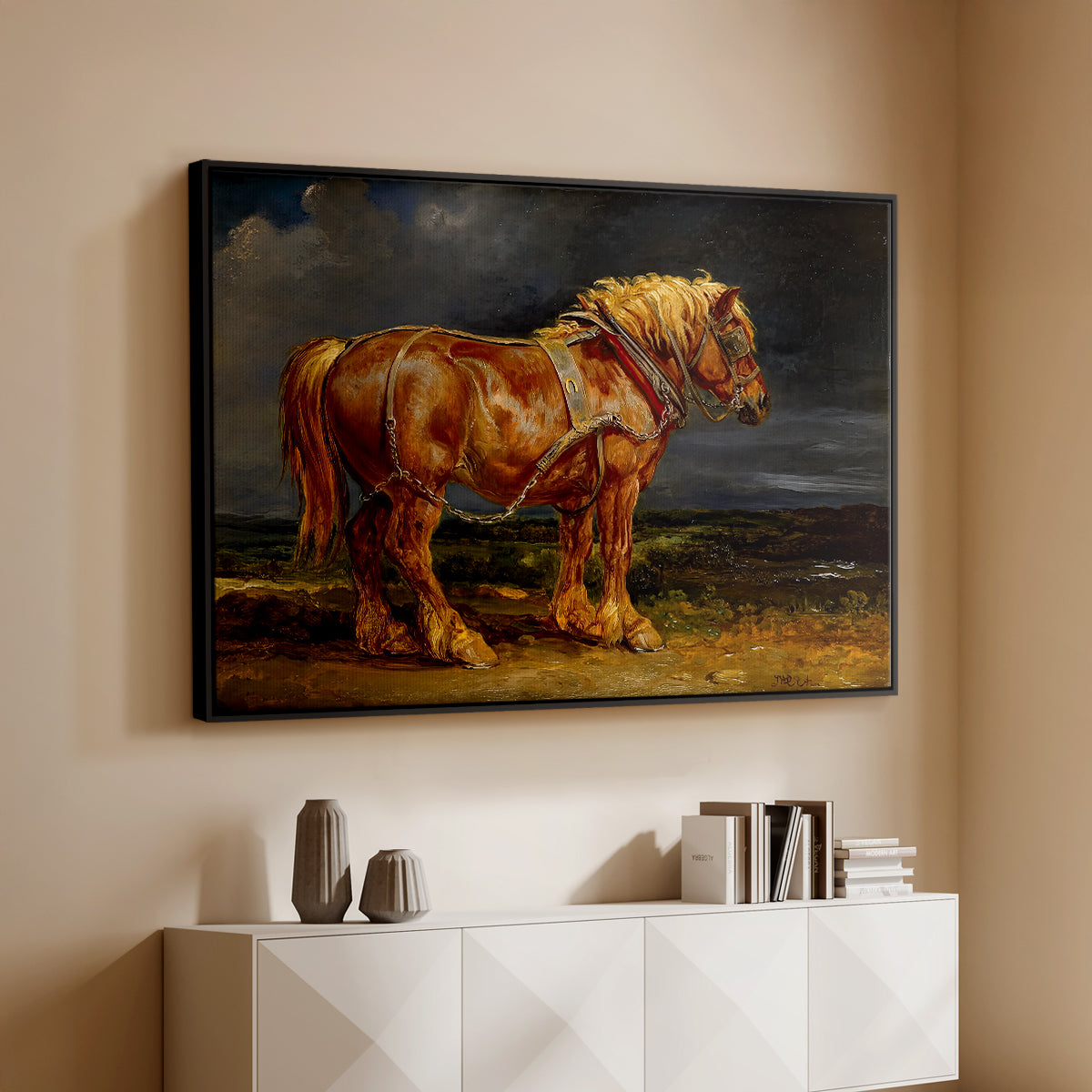 The Shire Horse Elephant in an Extensive Landscape, c. 1850s - Floater Framed Canvas Print