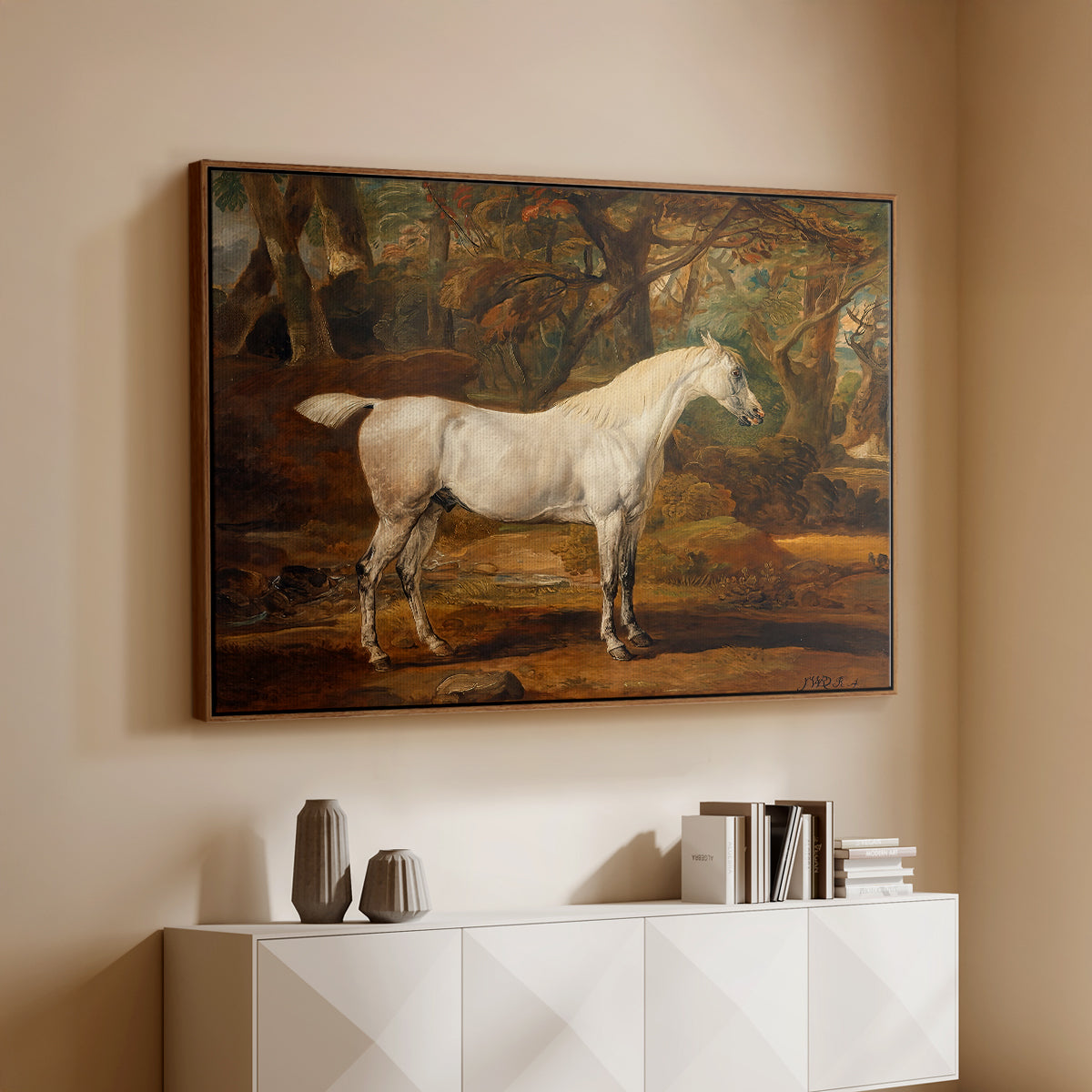 Grey Arabian Stallion, Property of Sir Watkin Williams-Wynn, c. 1817 - Floater Framed Canvas Print