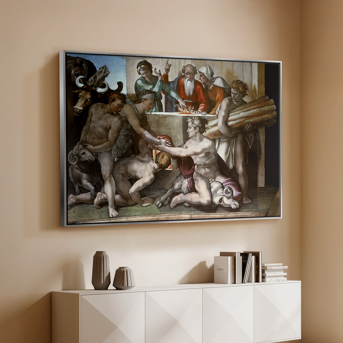 The Sacrifice of Noah (Sistine Chapel), 1509 - Floater Framed Canvas Print
