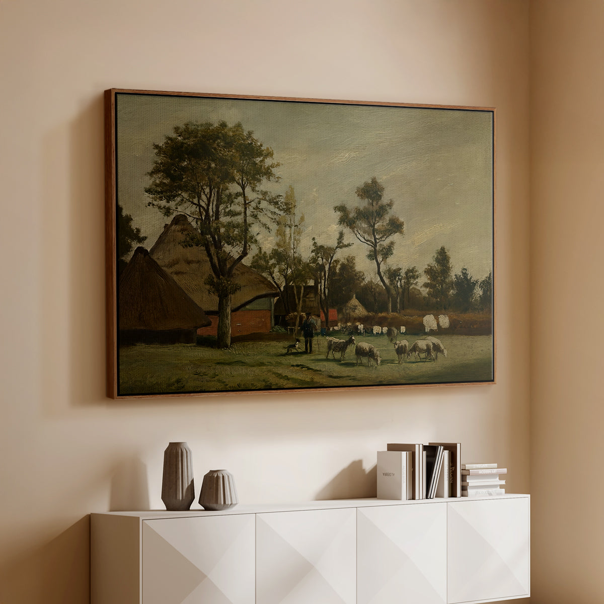 Farmhouse, c. 1865-1875 - Floater Framed Canvas Print