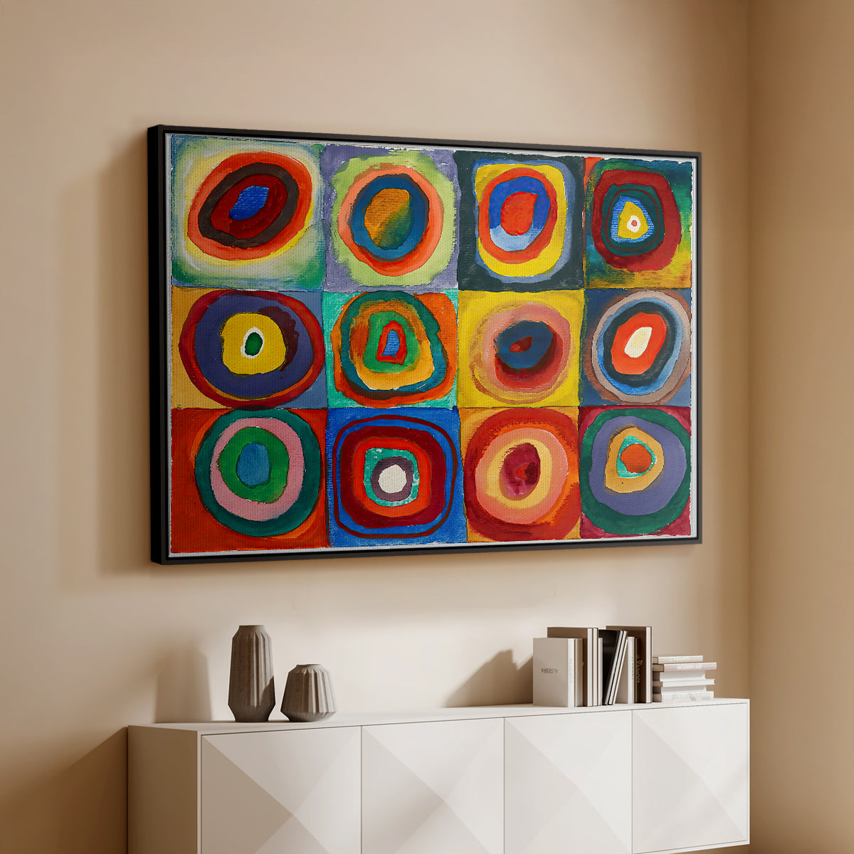 Color Study: Squares with Concentric Circles, 1913 - Floater Framed Canvas Print