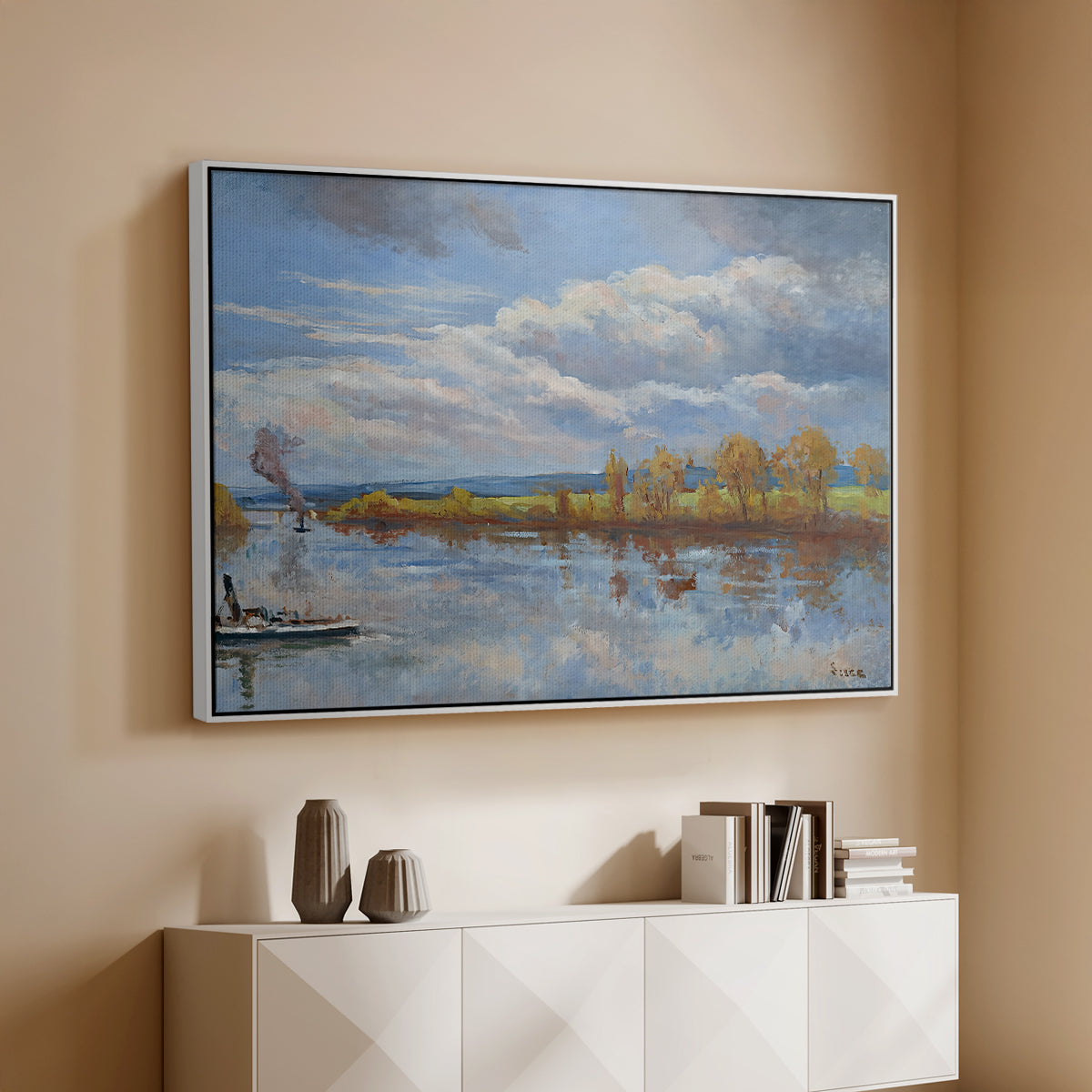 The Banks of the River Seine, 1893 - Floater Framed Canvas Print